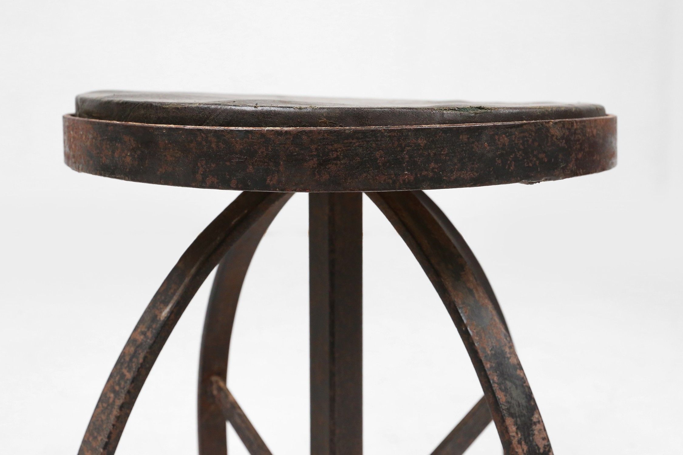 Set of 2 Industrial Black Metal Stools with Frame, France, 1920sthumbnail